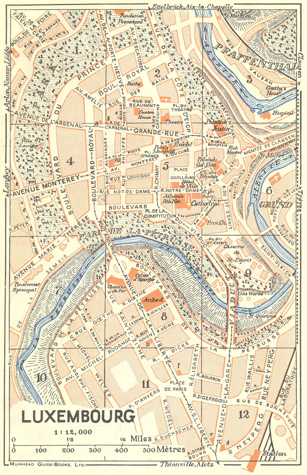 LUXEMBOURG. Luxembourg 1929 old vintage map plan chart